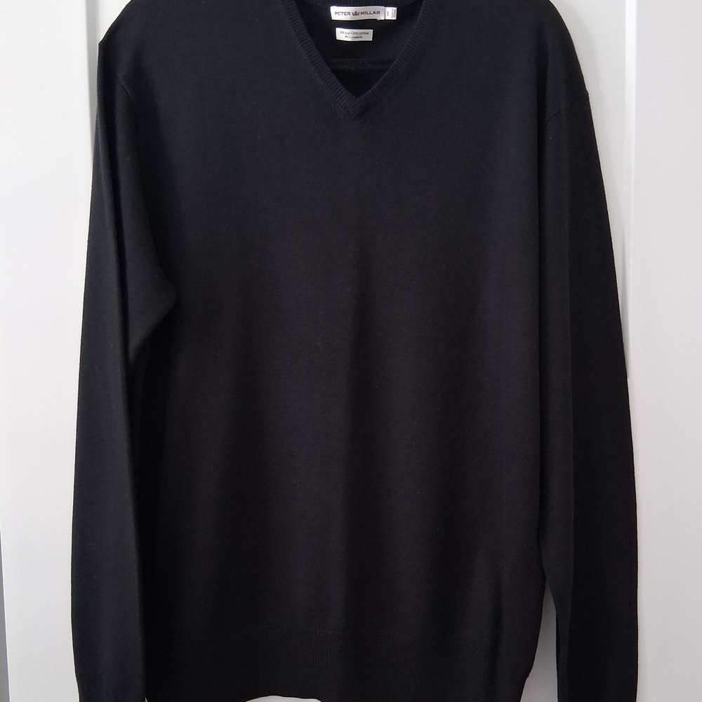 Peter Millar Black V-Neck Sweater